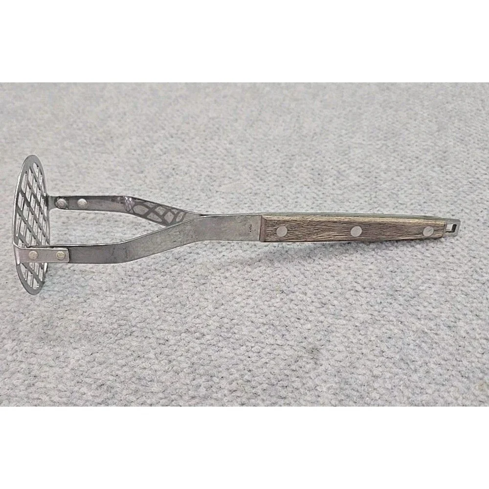 Vintage Royalton Stainless Potato Masher Wood Handle Japan 10 Inches